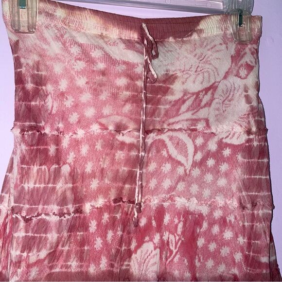 Metro Wear Skirt M Boho Blush Pink Tiered Pull On Cotton - Picture 2 of 8